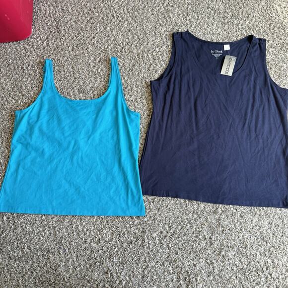 Chico's Tank Top 2 Lots size 2 US Large Blue Basic Layer Knit Career Casual NEW - Picture 1 of 6